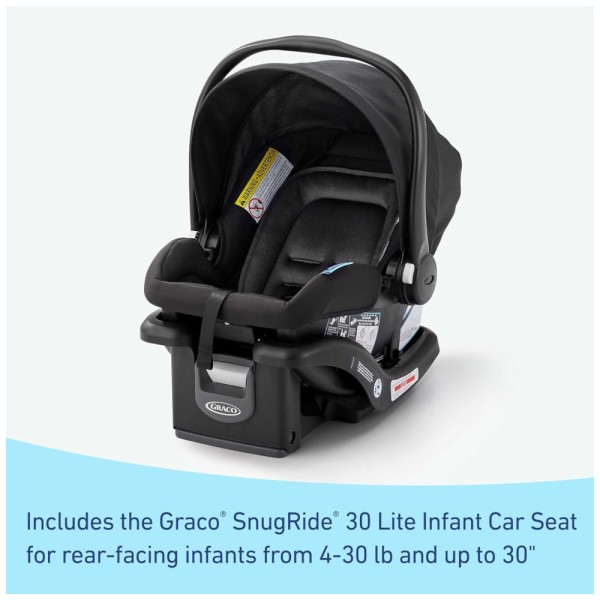 Encontraproduto.com.br - Carrinho de Bebê Travel System com Rodas para Todo Terreno e Suspensão ComfiTech no Assento para Maior Conforto, Graco Outpace LX, Cinza e Preto