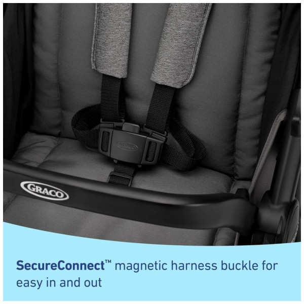 Encontraproduto.com.br - Carrinho de Bebê Travel System com Rodas para Todo Terreno e Suspensão ComfiTech no Assento para Maior Conforto, Graco Outpace LX, Cinza e Preto