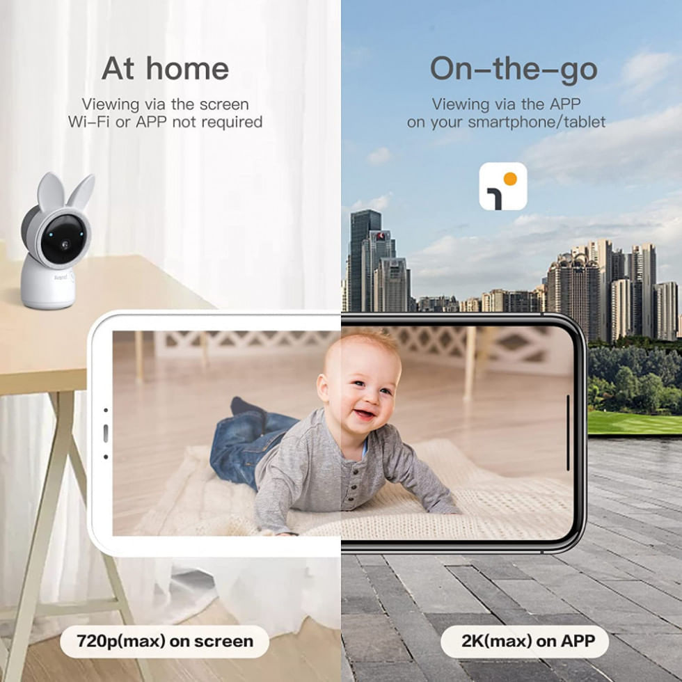 Encontraproduto.com.br - Babá Eletrônica ARENTI com Câmera WiFi 2K Ultra HD, Sensor de Temperatura e Controle via APP