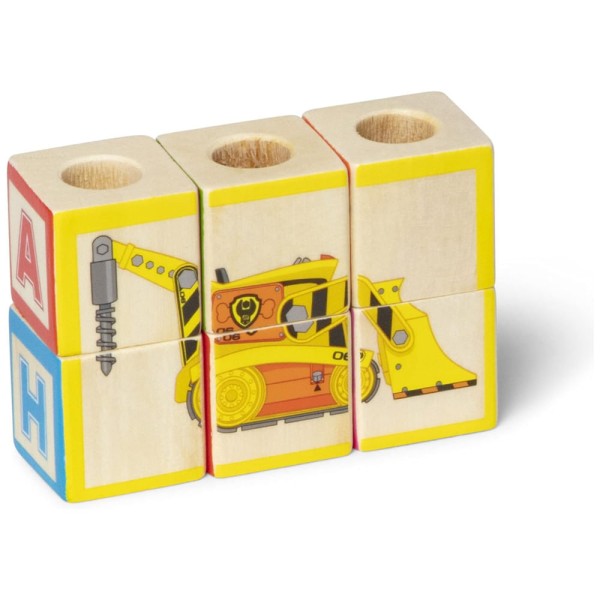 Encontraproduto.com.br - Caminhão de Bloco ABC de Madeira, Tema Patrulha Canina com 33 Peças para Crianças Acima de 3 Anos, Melissa & Doug