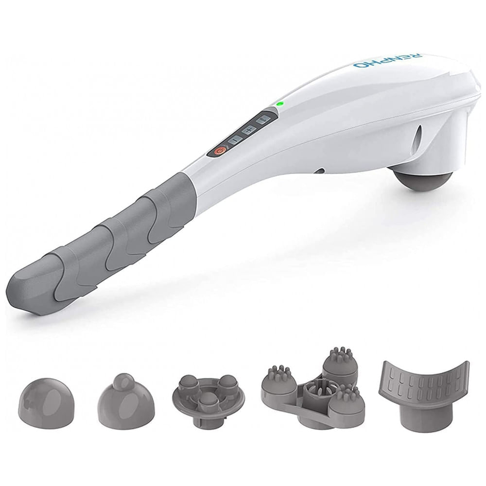 RENPHO Massageador Terapêutico Elétrico de Percussão sem Fio Portátil com 5 Acessórios, Branco