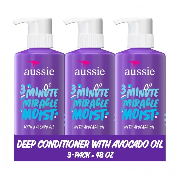 Condicionador Aussie Deep, com Abacate. Sem Parabenos, 3 Minutos Milagre Húmidos, Para Cabelos Secos, 16 Fl Oz, Pacote Triplo