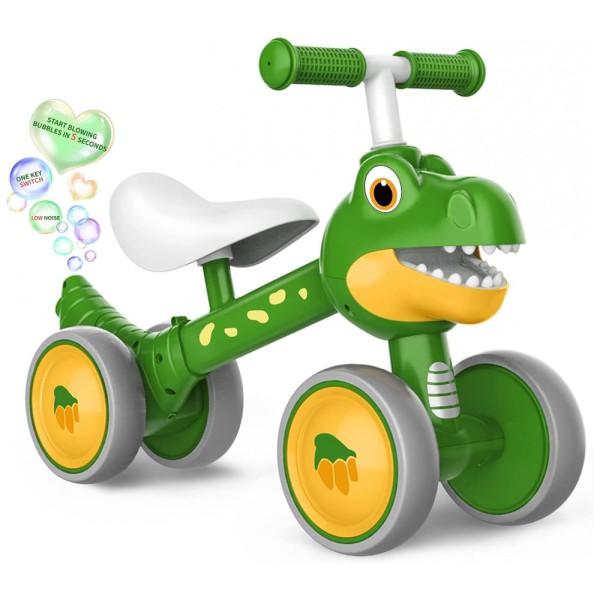 Encontraproduto.com.br - Bicicleta sem Pedal com 4 Rodas para Crianças de 1 a 3 Anos, Afranti Dinossauro, Verde