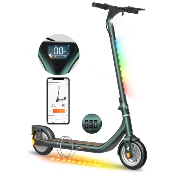 Encontraproduto.com.br - Patinete Elétrico para Adultos com Display de LED, Peso Max 120kg e até 40km, Atomi, Verde