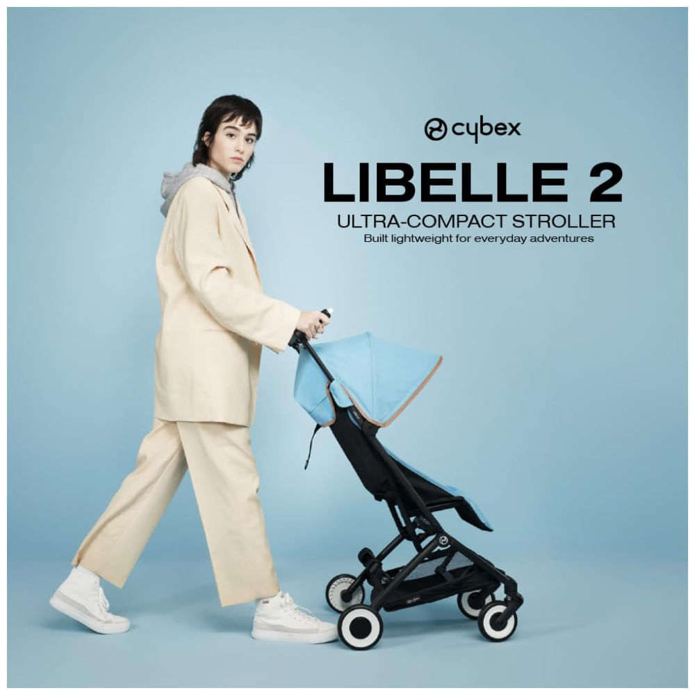Encontraproduto.com.br - Carrinho de Bebê Ultracompacto com Suspensão Suave e Reclinação Ajustável com Uma Mão, Cybex Libelle, Azul Escuro