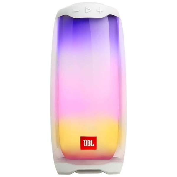 Encontraproduto.com.br - Caixa de Som Bluetooth Portatil Pulse 4 a Prova d IPX7 e Luzes LED, Branca, JBL PULSE4WHTAM, Branco