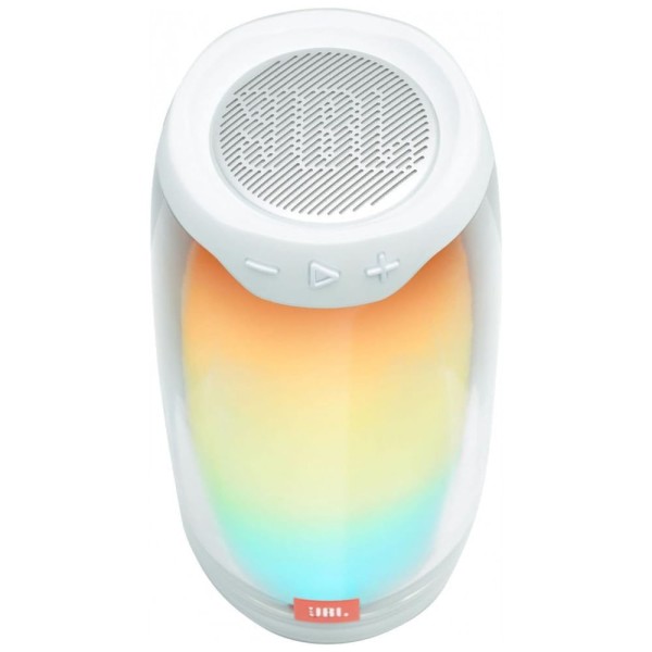 Encontraproduto.com.br - Caixa de Som Bluetooth Portatil Pulse 4 a Prova d IPX7 e Luzes LED, Branca, JBL PULSE4WHTAM, Branco