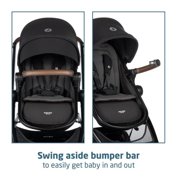 Encontraproduto.com.br - Carrinho de Bebê Travel System 5 em 1 Modular com Porta-Copos, Barra de Proteção e Capa de Chuva, Maxi Cosi Zelia Luxe, Preto