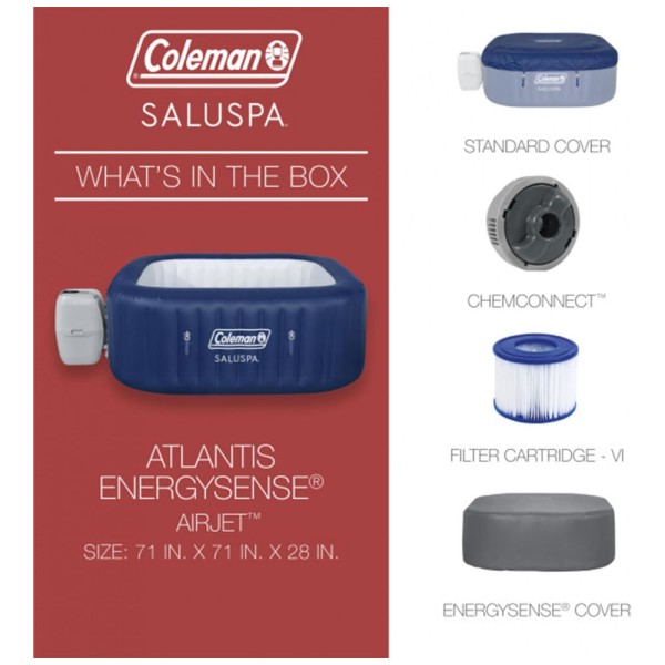 Encontraproduto.com.br - Spa Inflável Hidromassagem para 4 a 6 Pessoas Portátil com 140 Jatos, Capa, Coleman Hawaii, Azul