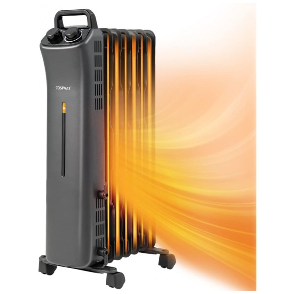 Encontraproduto.com.br - Aquecedor Elétrico a Óleo com 3 Modos e Termostato Embutido, 1500W 110V, COSTWAY, Preto