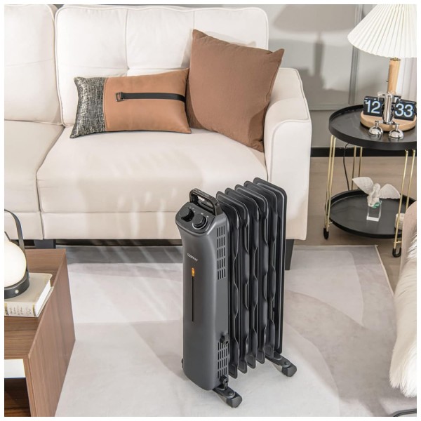 Encontraproduto.com.br - Aquecedor Elétrico a Óleo com 3 Modos e Termostato Embutido, 1500W 110V, COSTWAY, Preto