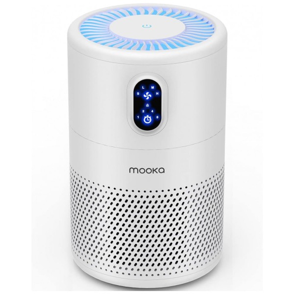 Encontraproduto.com.br - Purificador de Ar para Grandes Espaços com Filtro HEPA H13, Área 40 m2, MOOKA B D02L, Branco