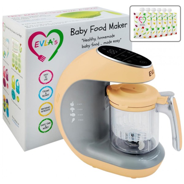 Encontraproduto.com.br - Processador de Alimentos para Bebês Multifuncional com Controle Digital, 110V EVLAS, Laranja