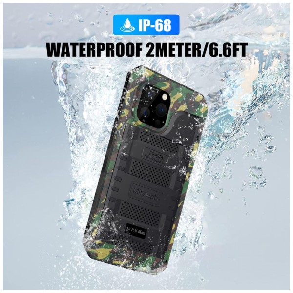 Encontraproduto.com.br - Capa para Iphone 13 Pro Max com Protetor de Tela Embutido e à Prova dÁgua, Mitywah, Verde Camuflada