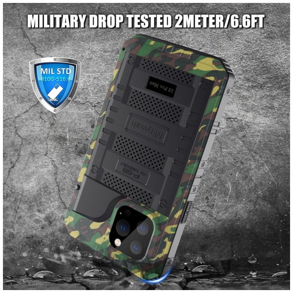 Encontraproduto.com.br - Capa para Iphone 13 Pro Max com Protetor de Tela Embutido e à Prova dÁgua, Mitywah, Verde Camuflada