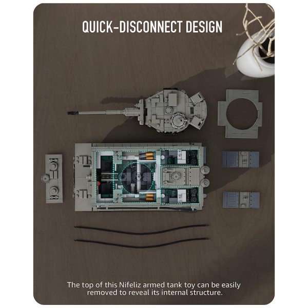 Encontraproduto.com.br - Kit de Construção Tanque Militar Tiger com 1776 Peças, Nifeliz, Cinza