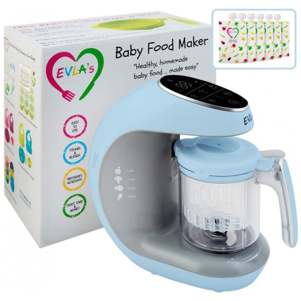 Processador de Alimentos para Bebês Multifuncional com Controle Digital, 110V EVLAS, Azul