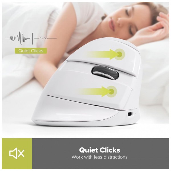 Encontraproduto.com.br - Mouse Ergonômico Vertical sem Fio Reduz a Tensão do Pulso com Botões Silenciosos, 800, 2400 DPI, DELUX M618mini Wh...