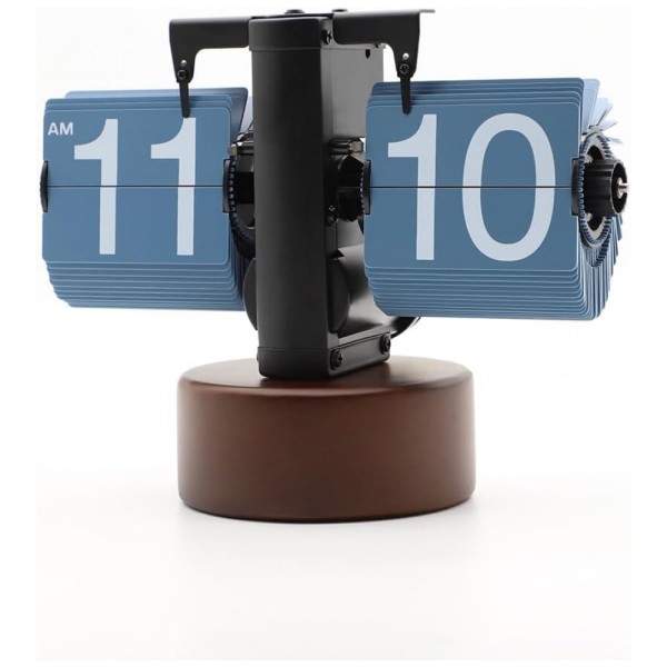 Encontraproduto.com.br - Relógio Retro Flip com Base de Madeira de Nogueira Operado por Bateria, Itigoitie, Marrom
