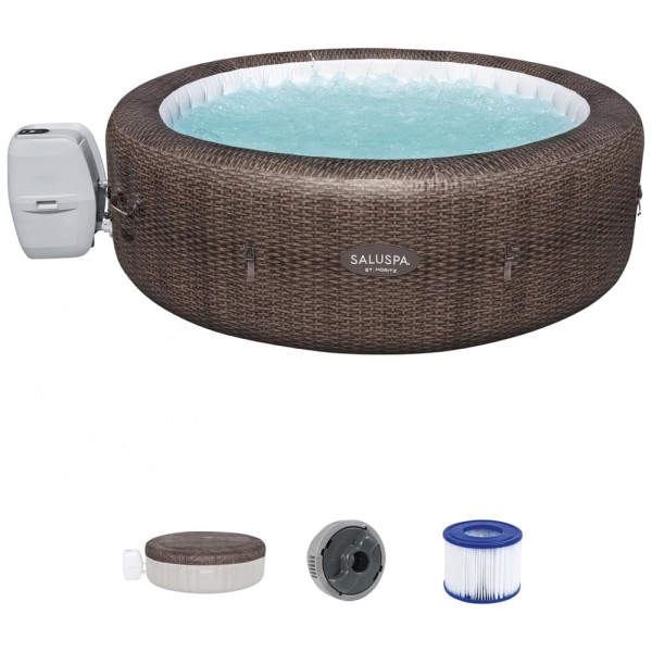 Encontraproduto.com.br - Spa Inflável Hidromassagem para 5 a 7 Pessoas com 180 Jatos e Capa de conomia de Energia, Bestway, Marrom