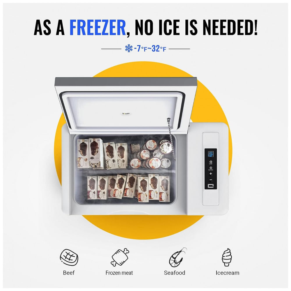 Encontraproduto.com.br - Frigobar, Cooler Elétrico Automotivo Portátil 28L, 60W, Bivolt, BOUGERV, Branco