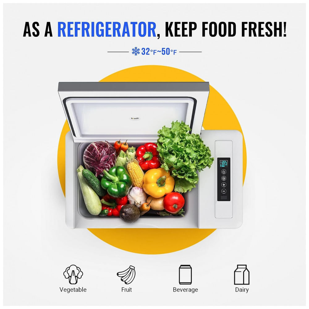 Encontraproduto.com.br - Frigobar, Cooler Elétrico Automotivo Portátil 28L, 60W, Bivolt, BOUGERV, Branco