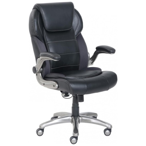 Encontraproduto.com.br - 50610 Cadeira de Escritório Executiva Ergonômica Giratória com Apoio de Braços e Suporte Lombar Ajustável, Preta