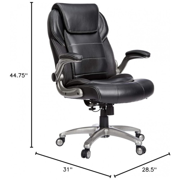 Encontraproduto.com.br - 50610 Cadeira de Escritório Executiva Ergonômica Giratória com Apoio de Braços e Suporte Lombar Ajustável, Preta