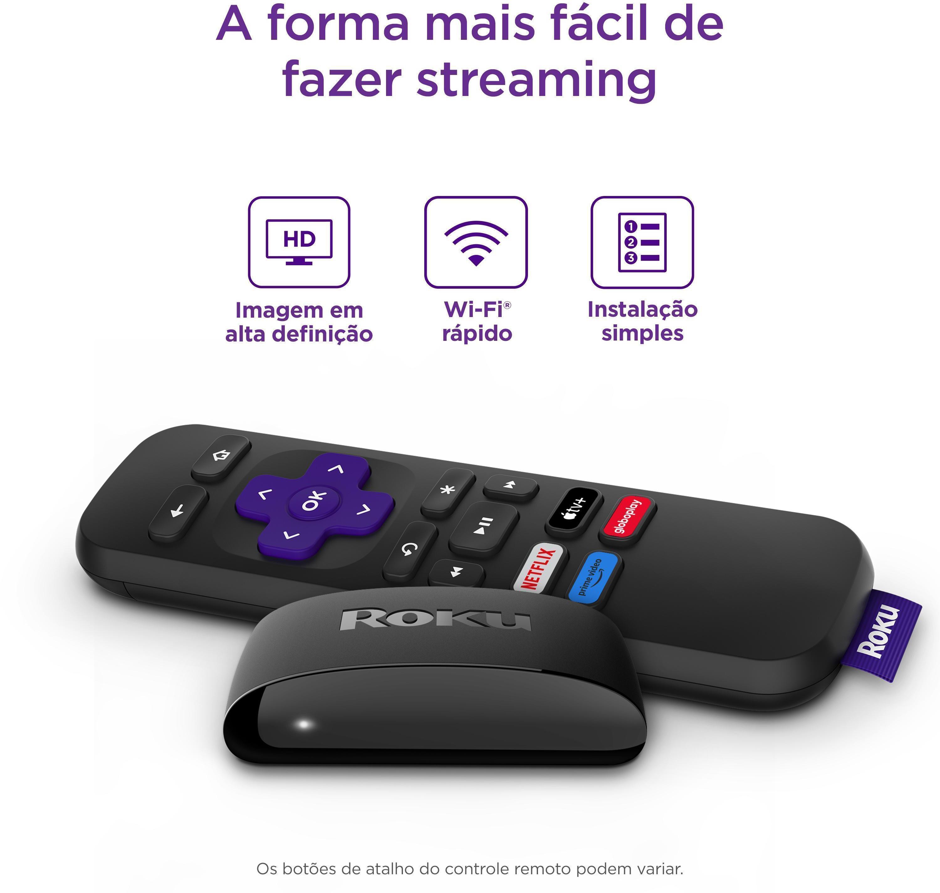 Encontraproduto.com.br - Conversor Roku Express Streaming Player em HD e Full HD Transforma sua TV em Smart TV NETFLIX APPLE TV PRIME DISNEY+ 3960BR-SG