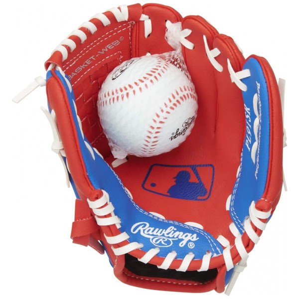 Encontraproduto.com.br - Luva de Beisebol Infantil Direita com Bola para Crianças de 3 a 5 Anos, Rawlings, Vermelha