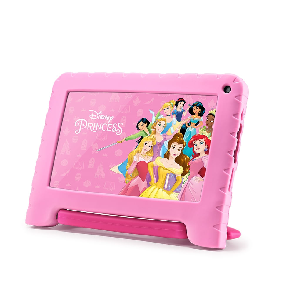 Encontraproduto.com.br - Tablet Infantil Princesas 4GB RAM + 64GB + Tela 7 pol + Case + Wi-fi + Android 13 + Quad Core Multi - NB418OUT [Reembalado]