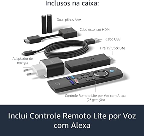 Encontraproduto.com.br - Fire TV Amazon Stick Lite (2ª geração) com Controle Remoto Lite por Voz com Alexa