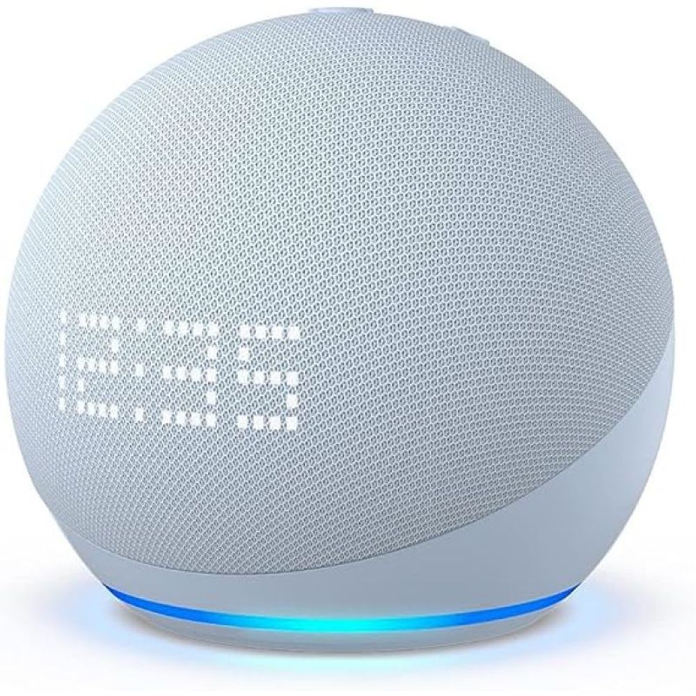 Encontraproduto.com.br - Echo Dot 5th Gen Smart Speaker Com Relogio Alexa Azul