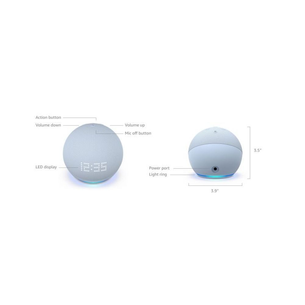Encontraproduto.com.br - Echo Dot 5th Gen Smart Speaker Com Relogio Alexa Azul
