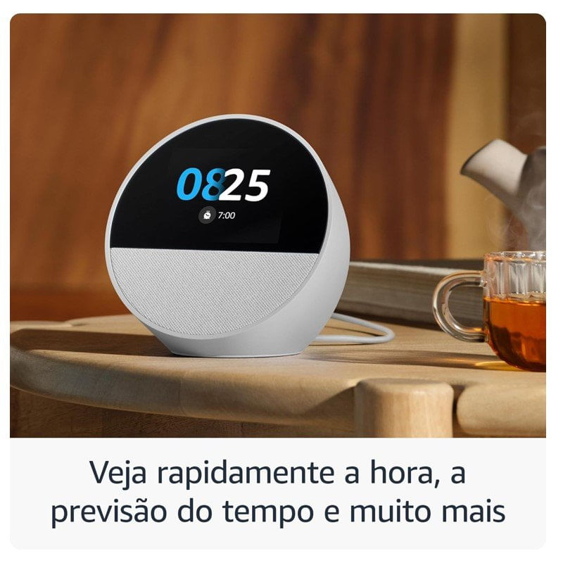 Encontraproduto.com.br - Dispositivo Smart Home Echo Spot 2024 Alexa Despertador Inteligente Branca - Amazon