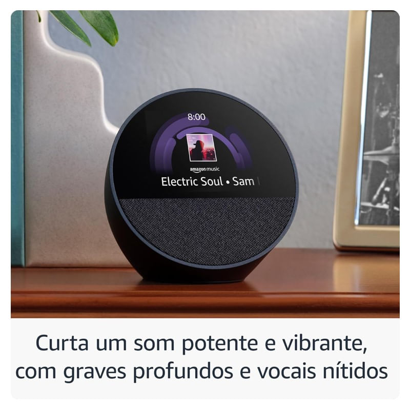 Encontraproduto.com.br - Dispositivo Smart Home Echo Spot 2024 Alexa Despertador Inteligente Branca - Amazon