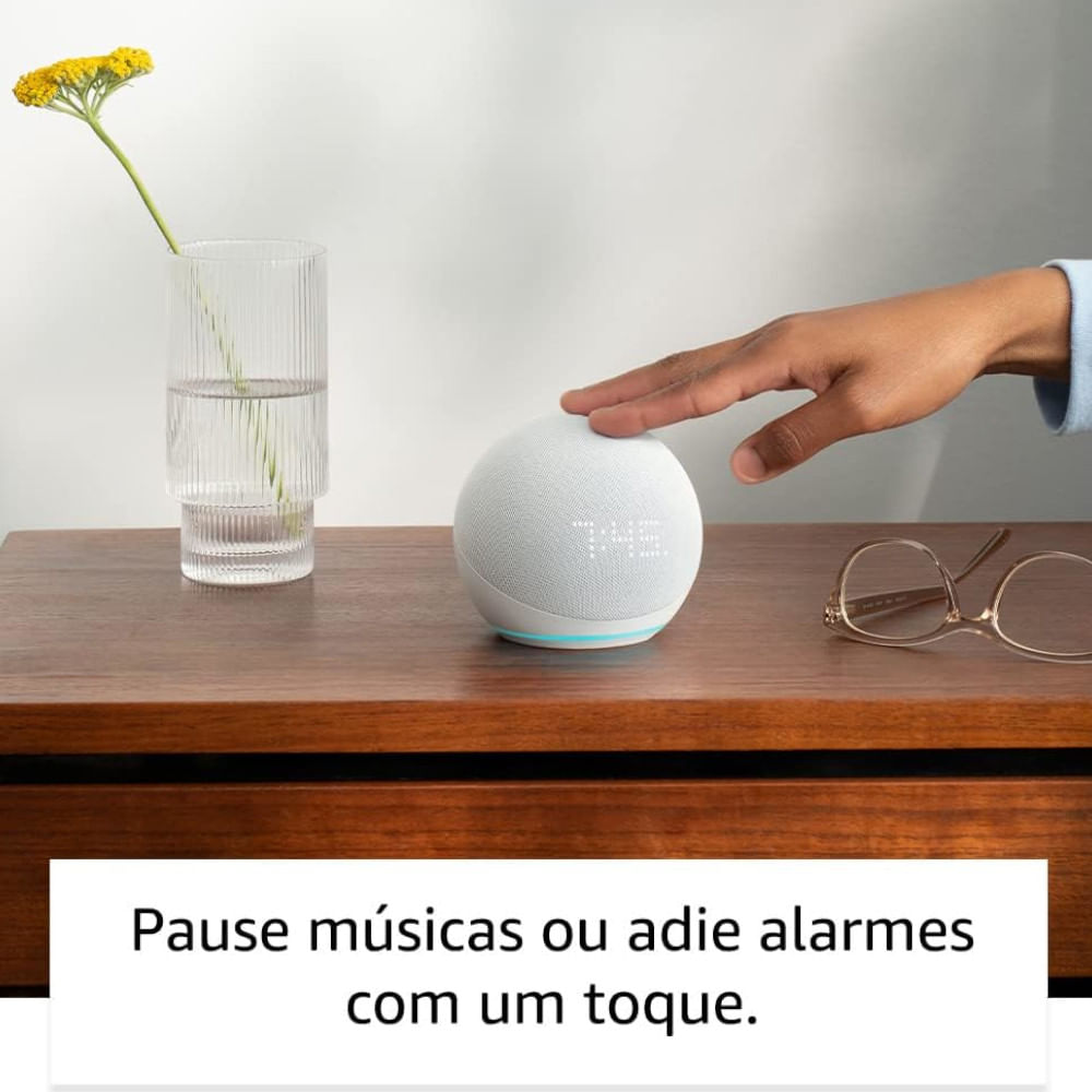 Encontraproduto.com.br - Echo Dot 5ª geração com Relógio | Smart speaker com Alexa | Display de LED ainda melhor | Cor Branca