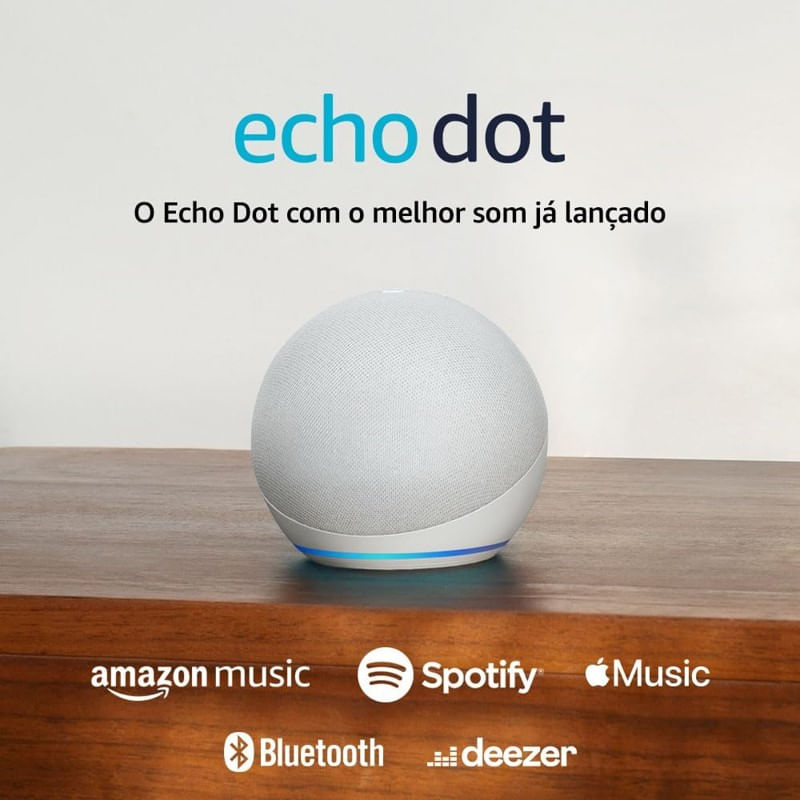 Encontraproduto.com.br - Echo Dot 5ª geração com Relógio | Smart speaker com Alexa | Display de LED ainda melhor | Cor Branca