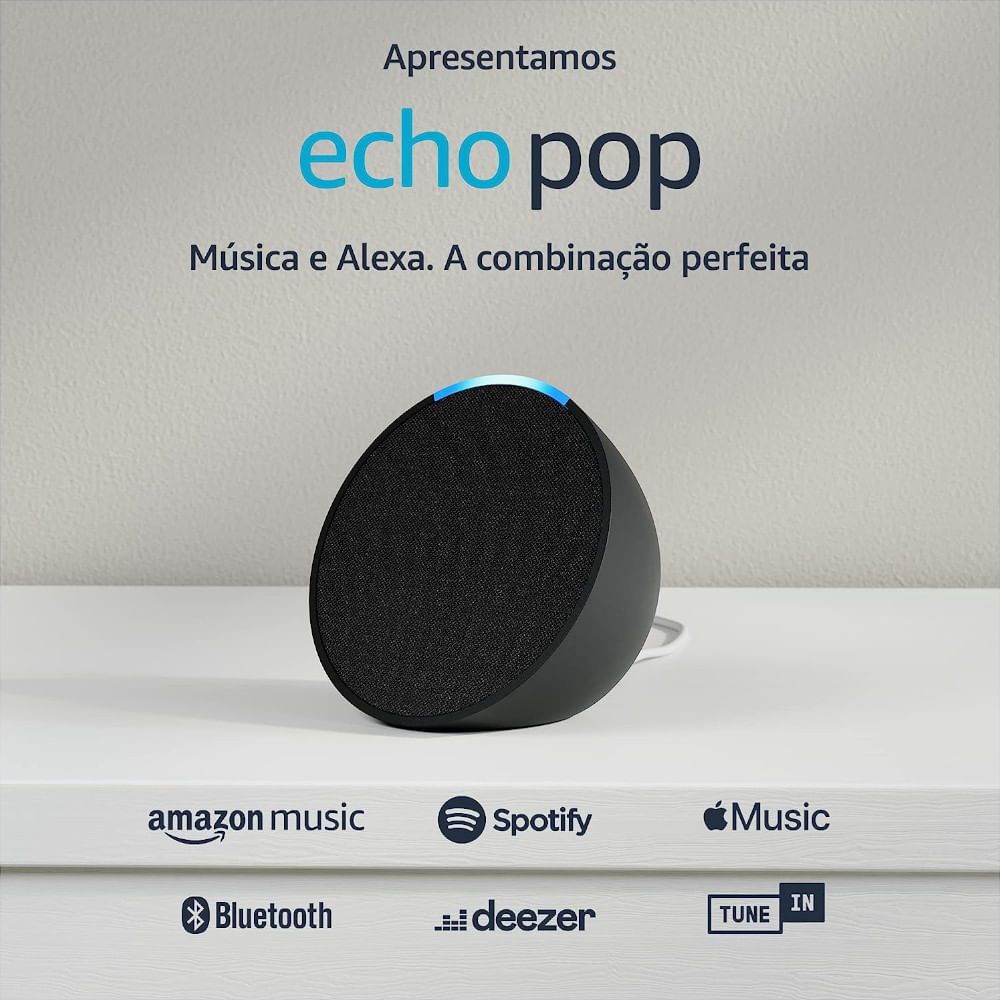 Encontraproduto.com.br - Amazon Echo Pop, Smart Speaker, com Alexa, Preto