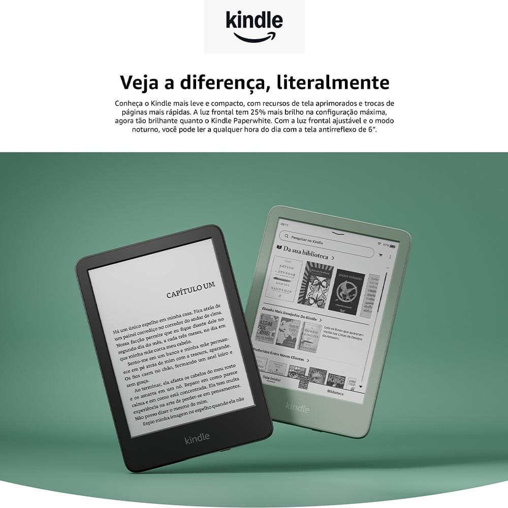 Encontraproduto.com.br - E-Reader Kindle 11ª Geração Amazon com 16GB, Luz integrada e Wi-Fi - Verde