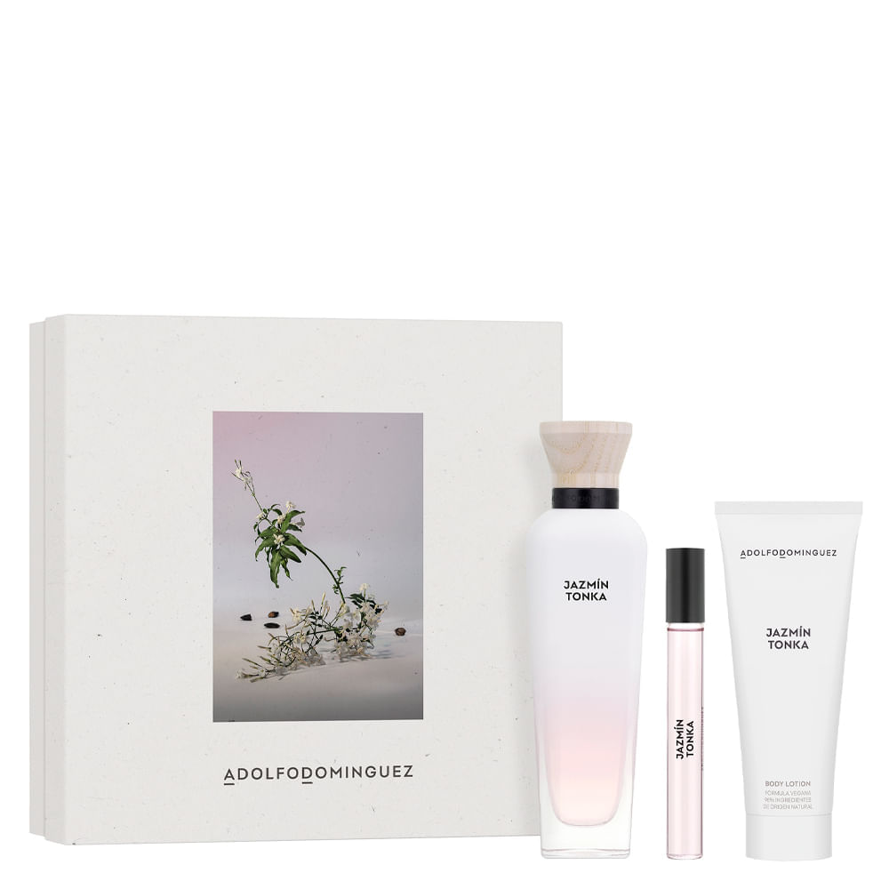 Encontraproduto.com.br - Kit Perfume Adolfo Dominguez Jazmín Tonka Eau de Parfum Feminino 120 ml + Creme Corporal 75 ml + Miniatura 10 ml