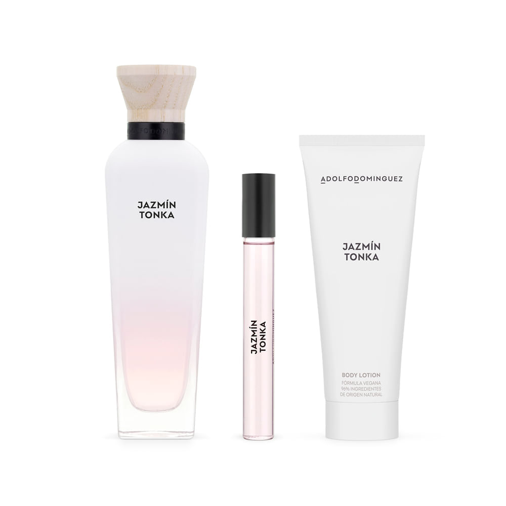 Encontraproduto.com.br - Kit Perfume Adolfo Dominguez Jazmín Tonka Eau de Parfum Feminino 120 ml + Creme Corporal 75 ml + Miniatura 10 ml