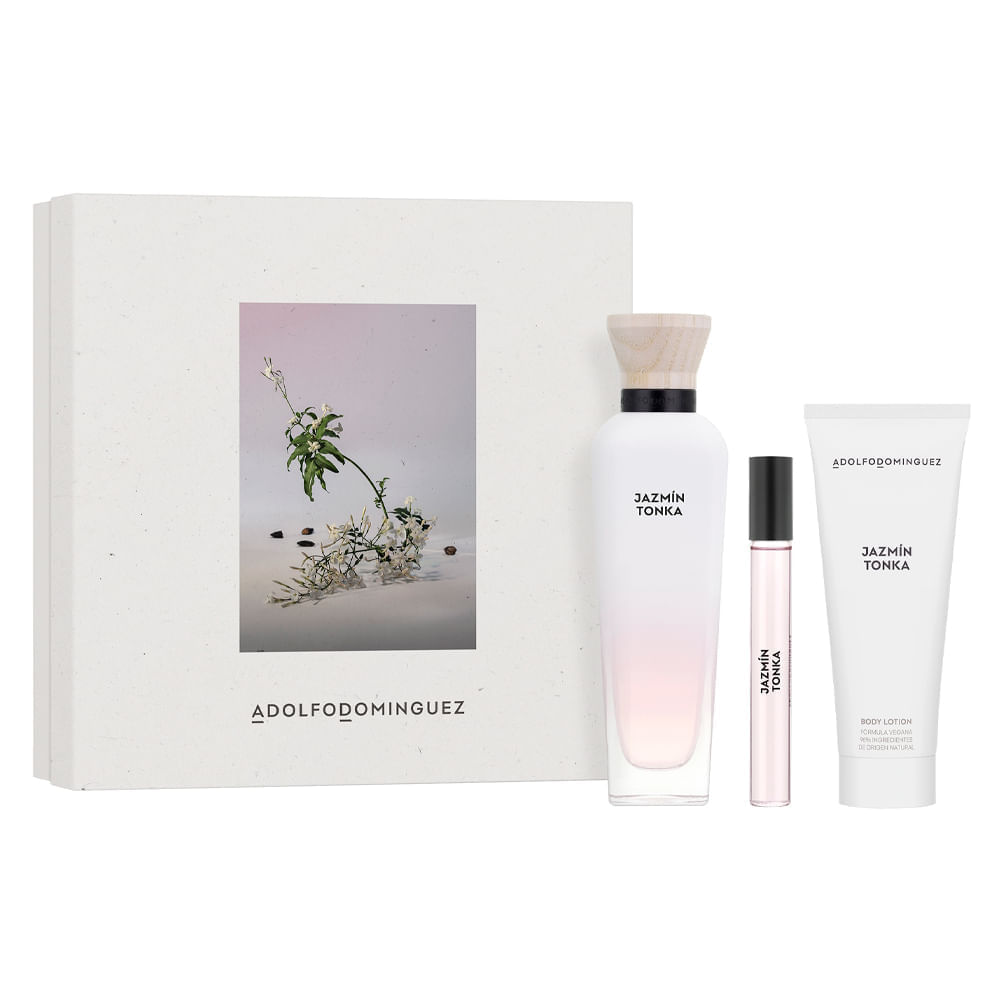 Encontraproduto.com.br - Kit Perfume Adolfo Dominguez Jazmín Tonka Eau de Parfum Feminino 120 ml + Creme Corporal 75 ml + Miniatura 10 ml