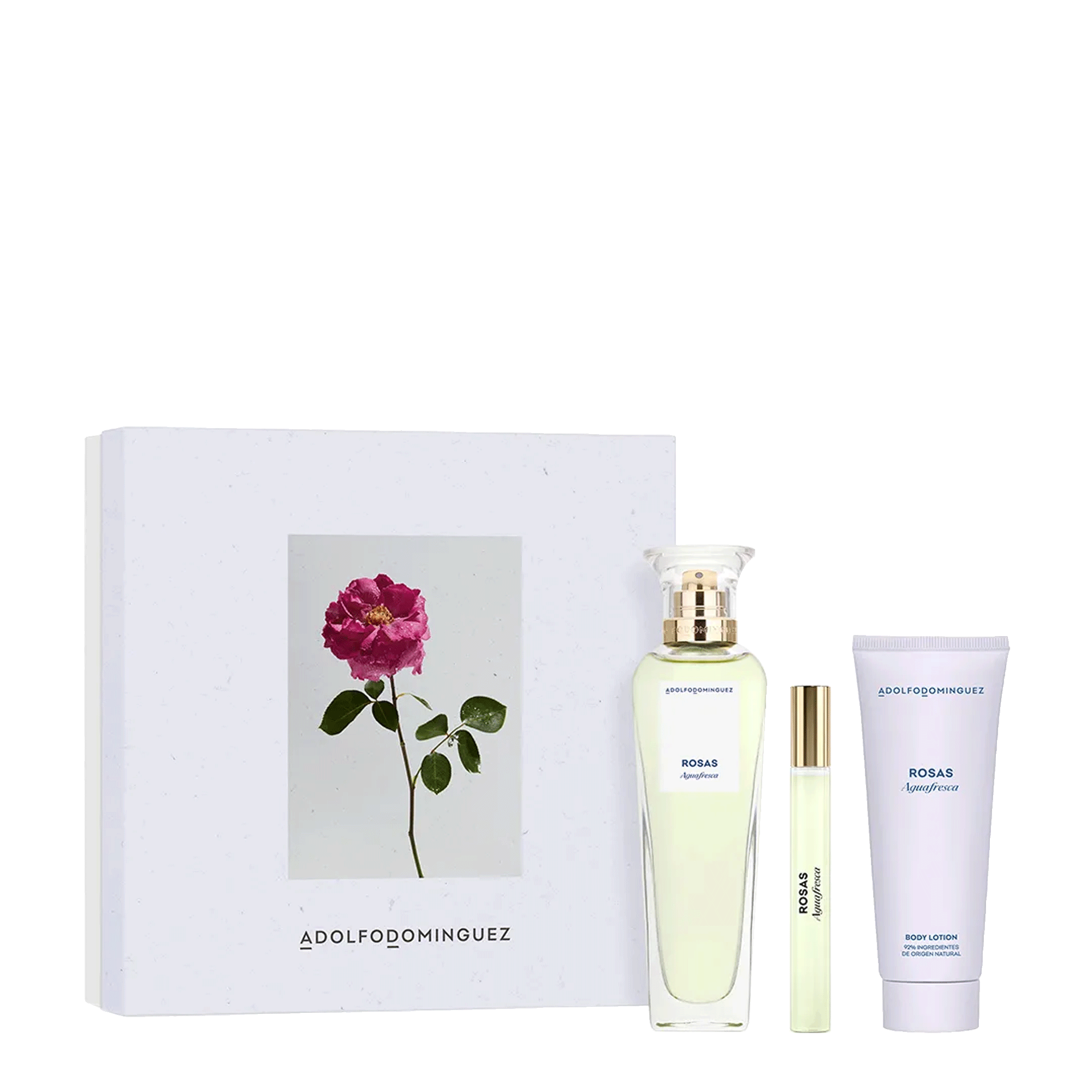 Encontraproduto.com.br - Kit Perfume Adolfo Dominguez Blancas Edt 120ml + Travel Size 10ml + Body Lotion 75ml – Feminino