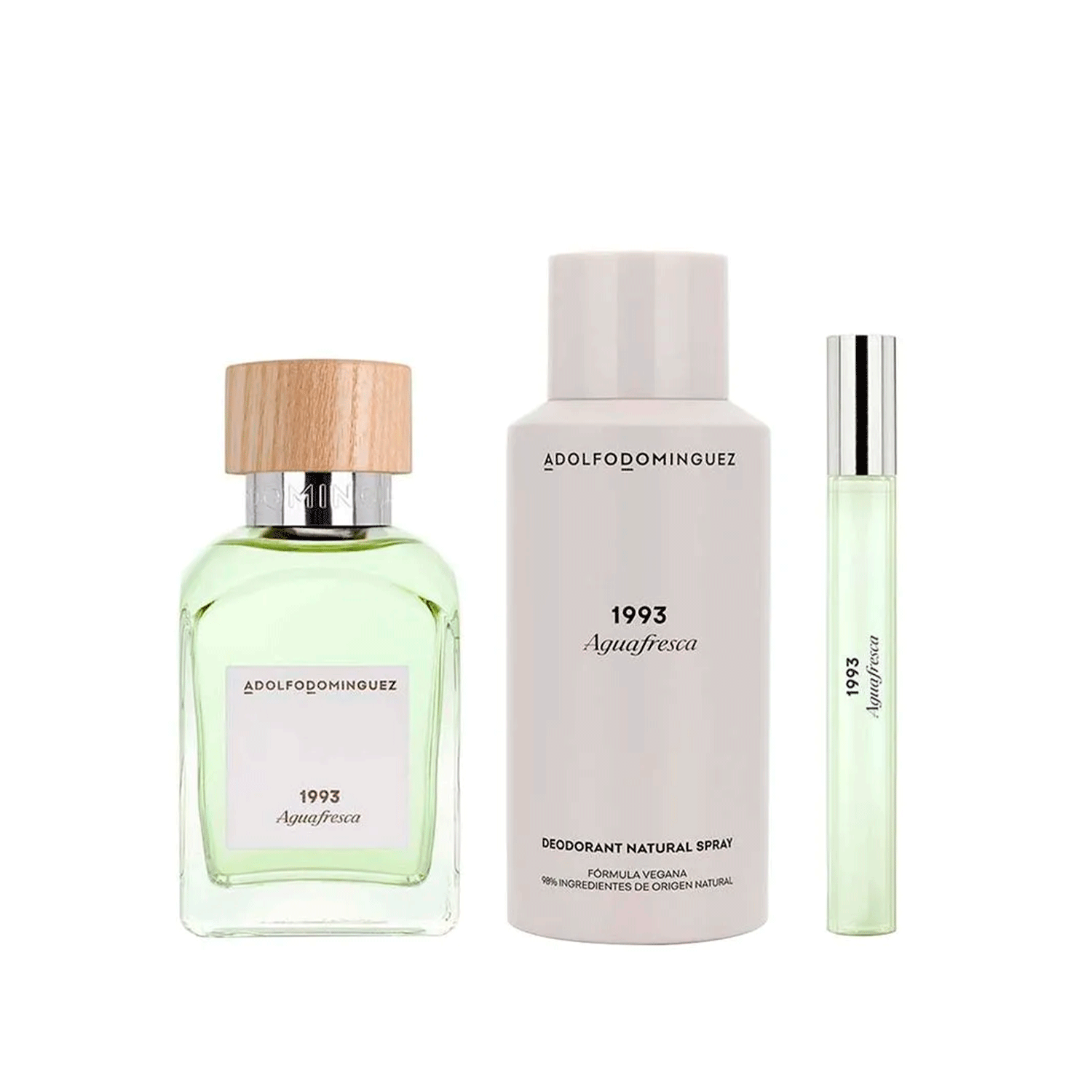 Encontraproduto.com.br - Kit Perfume Adolfo Dominguez Água Fresca 1993 Masculino Eau de Toilette 120 ml + Desodorante 150 ml + Miniatura 10 ml