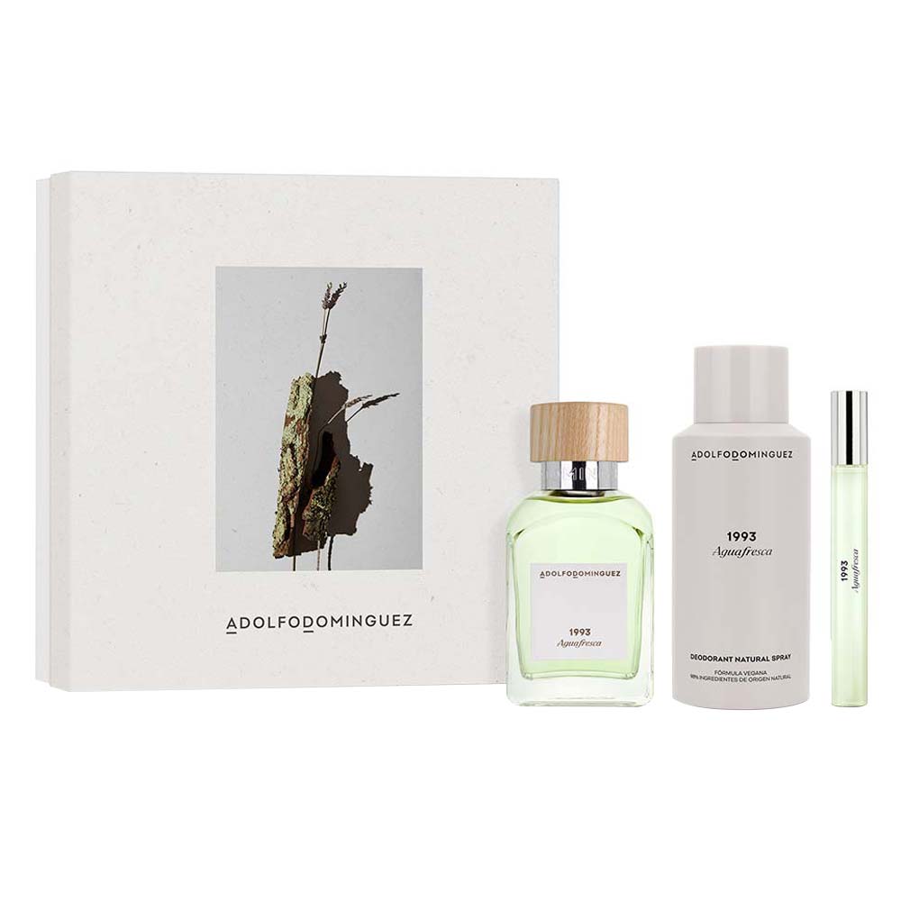 Encontraproduto.com.br - Kit Perfume Adolfo Dominguez Água Fresca 1993 Masculino Eau de Toilette 120 ml + Desodorante 150 ml + Miniatura 10 ml