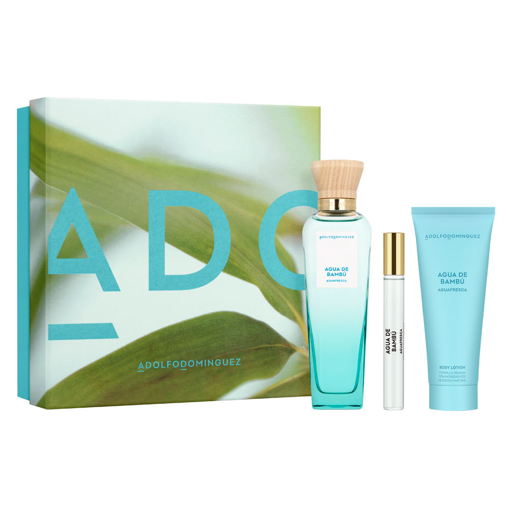Encontraproduto.com.br - Kit Perfume Adolfo Dominguez Água Fresca Bambú Eau de Toilette Feminino 120 ml + Creme Corporal 75 ml + Miniatura 10 ml
