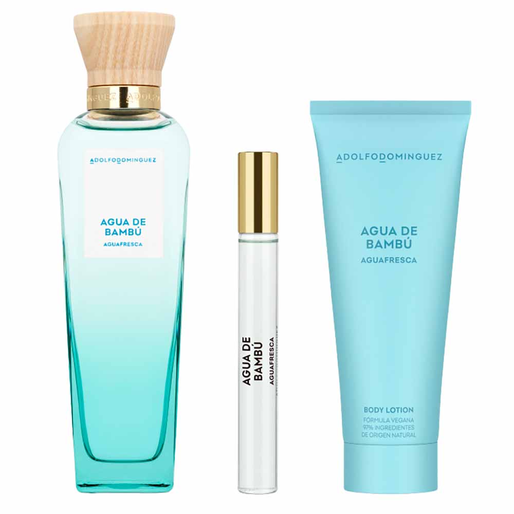 Encontraproduto.com.br - Kit Perfume Adolfo Dominguez Água Fresca Bambú Eau de Toilette Feminino 120 ml + Creme Corporal 75 ml + Miniatura 10 ml