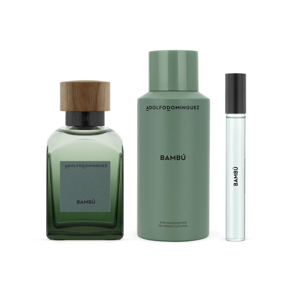 Encontraproduto.com.br - Adolfo Dominguez Bambú Coffret - Perfume Masculino - EDP + Desodorante + Megaspritzer