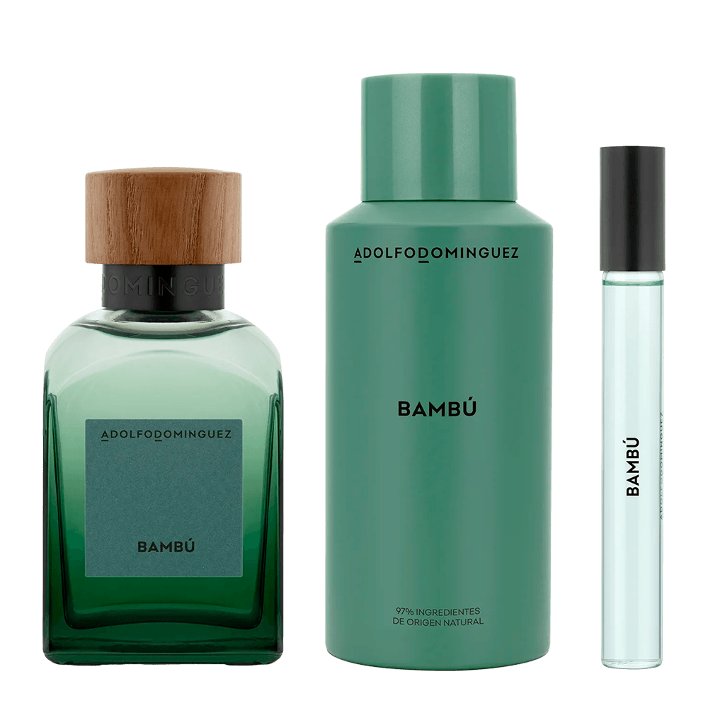 Encontraproduto.com.br - Adolfo Dominguez Bambú Coffret - Perfume Masculino - EDP + Desodorante + Megaspritzer